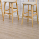 Sgabello da bar in legno di gomma in legno di gomma posteriore con base in legno