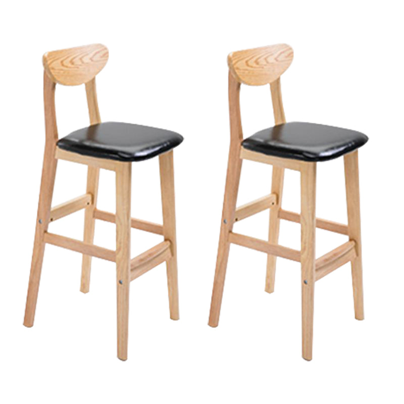 Sgabello da bar in legno di gomma in legno di gomma posteriore con base in legno