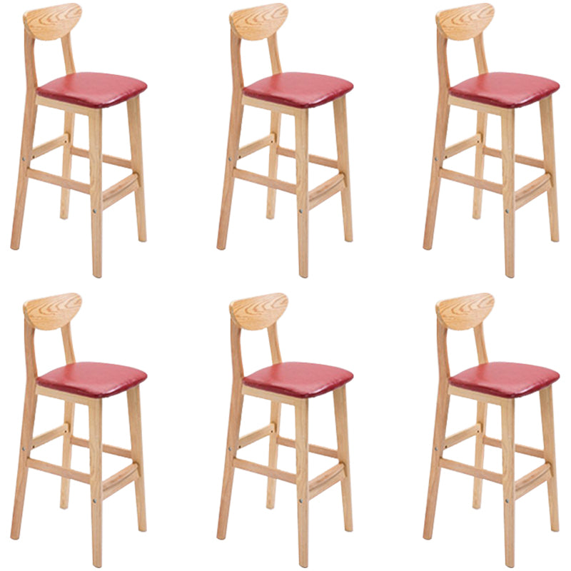 Sgabello da bar in legno di gomma in legno di gomma posteriore con base in legno