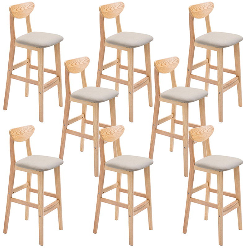 Sgabello da bar in legno di gomma in legno di gomma posteriore con base in legno