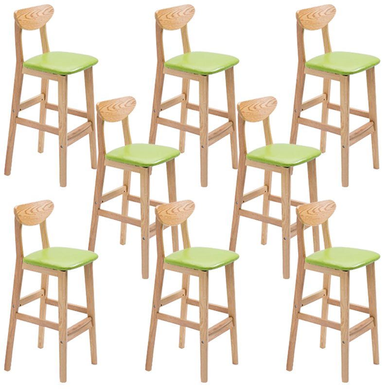 Sgabello da bar in legno di gomma in legno di gomma posteriore con base in legno