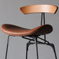 Industrial Style Counter Stool Faux Leather Counter-height Stool for Indoor