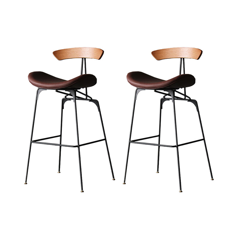 Industrial Style Counter Stool Faux Leather Counter-height Stool for Indoor