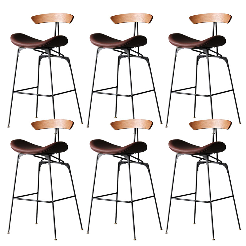 Industrial Style Counter Stool Faux Leather Counter-height Stool for Indoor