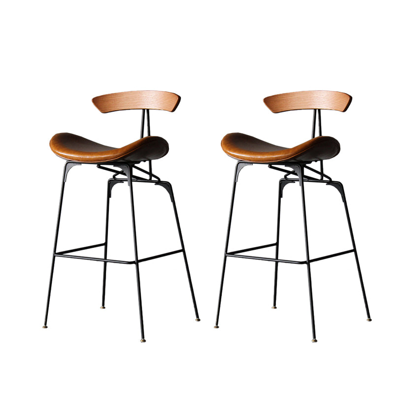 Industrial Style Counter Stool Faux Leather Counter-height Stool for Indoor