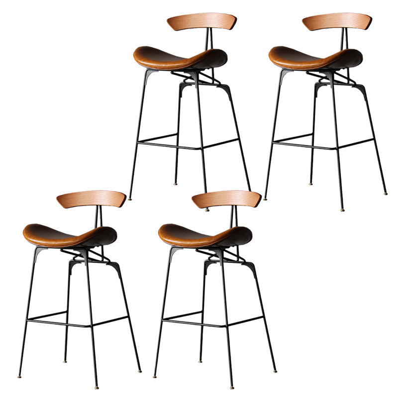 Industrial Style Counter Stool Faux Leather Counter-height Stool for Indoor