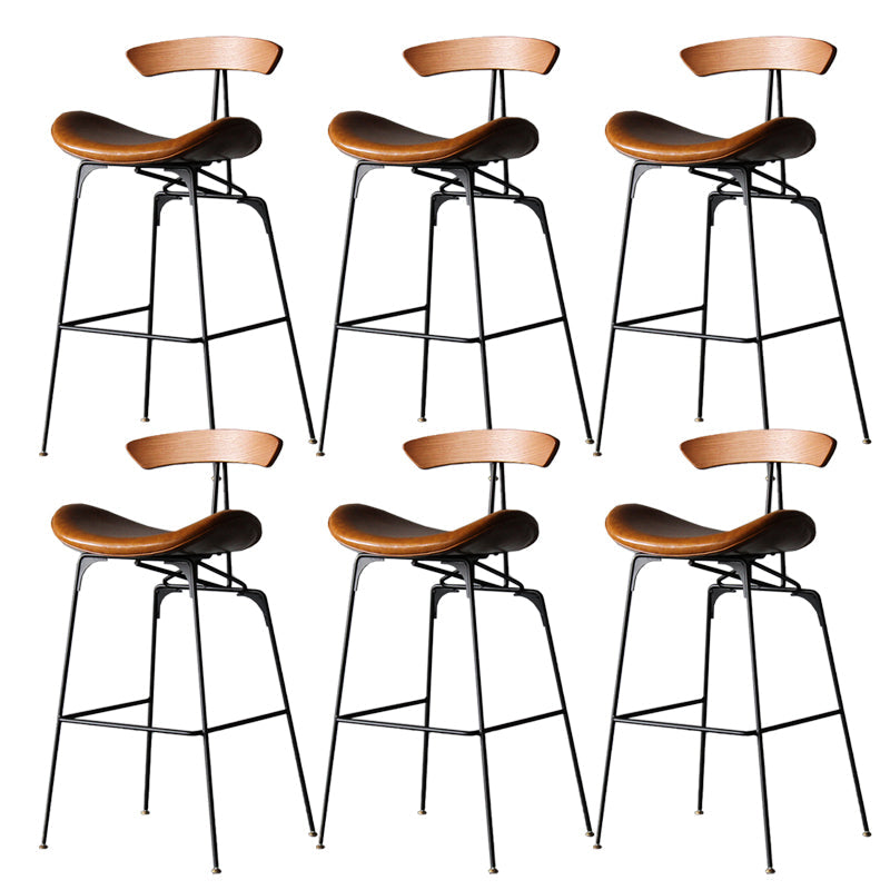 Industrial Style Counter Stool Faux Leather Counter-height Stool for Indoor