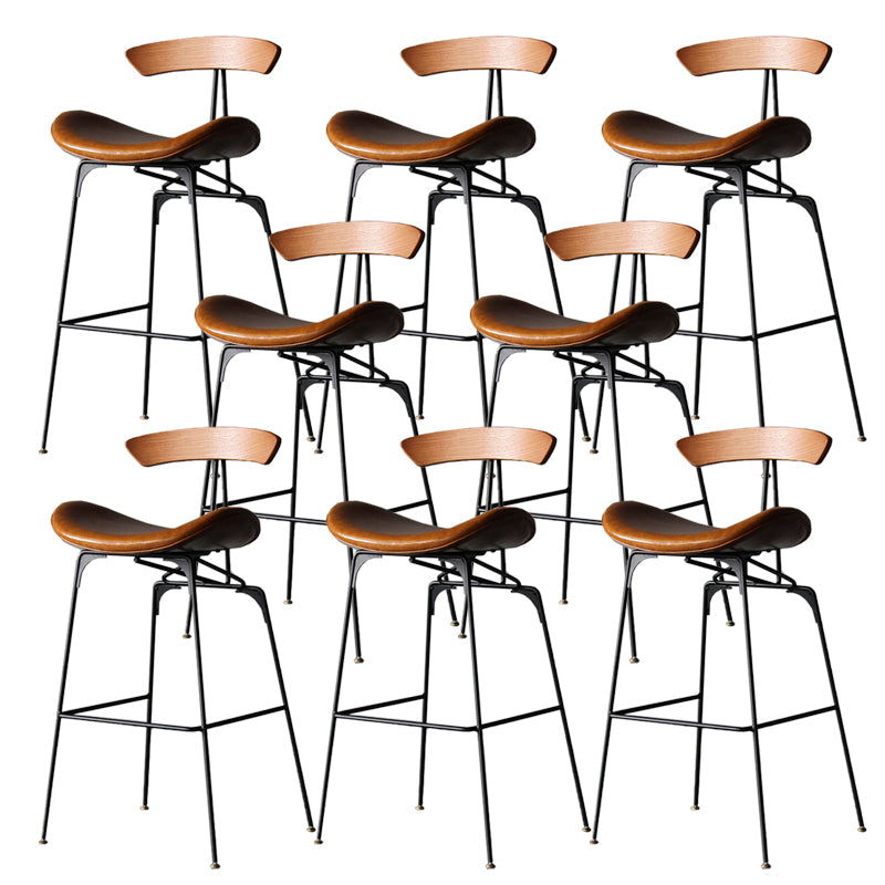 Industrial Style Counter Stool Faux Leather Counter-height Stool for Indoor