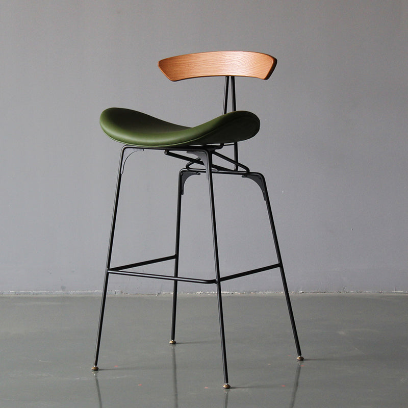 Industrial Style Counter Stool Faux Leather Counter-height Stool for Indoor