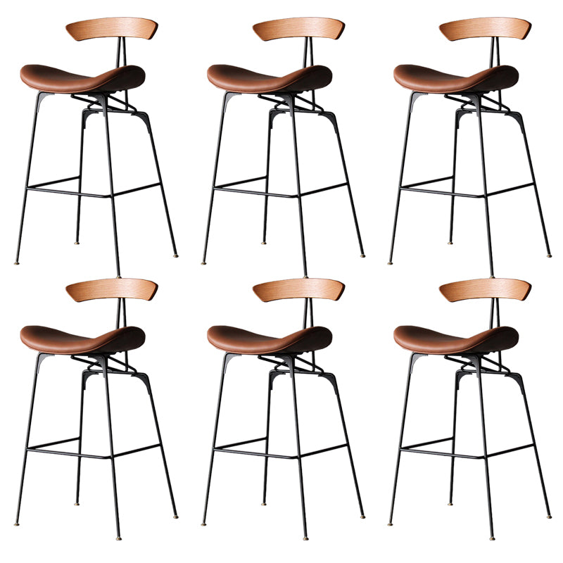 Industrial Style Counter Stool Faux Leather Counter-height Stool for Indoor