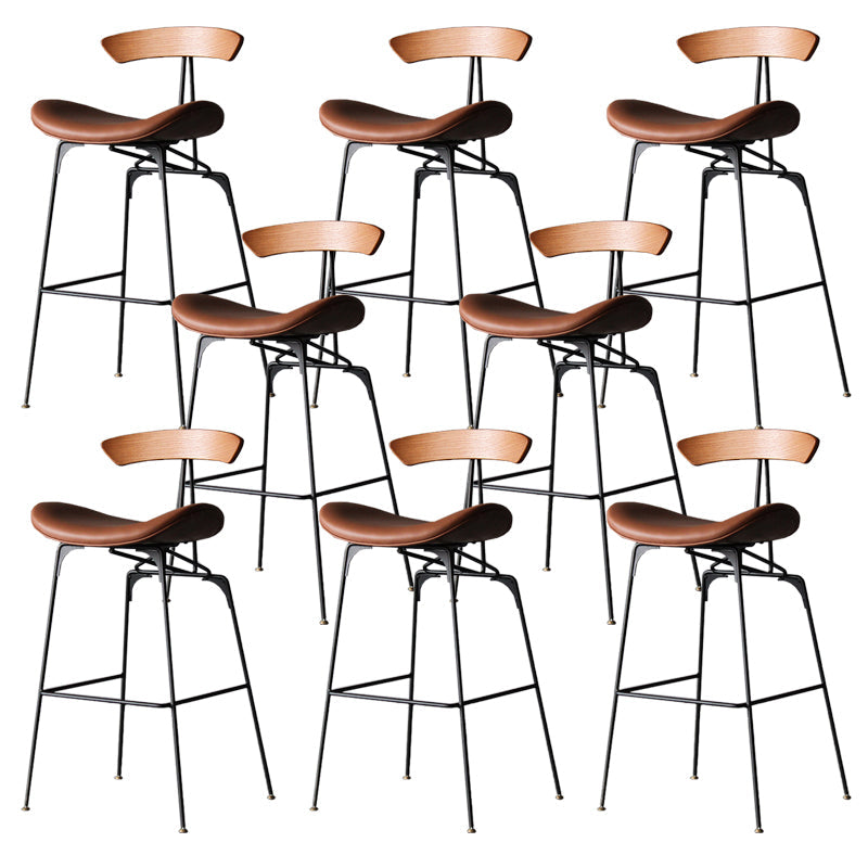 Industrial Style Counter Stool Faux Leather Counter-height Stool for Indoor