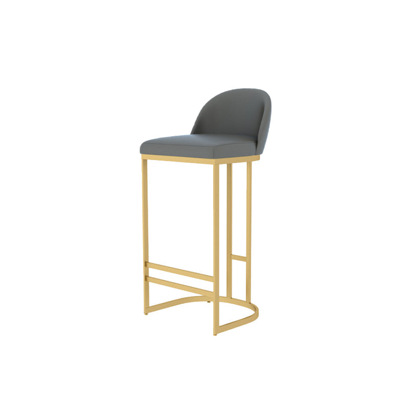Glam Backrest Counter Stool Iron Kitchen Bar Stool with Leather Cushion and Pedal Gold 1 Piece Clearhalo 'Bar Furniture' 'Bar Stools' 'bar_stools' 'furn' 'furn_bar_stools' 'Furniture' 'Kitchen & Dining Furniture' 6912134