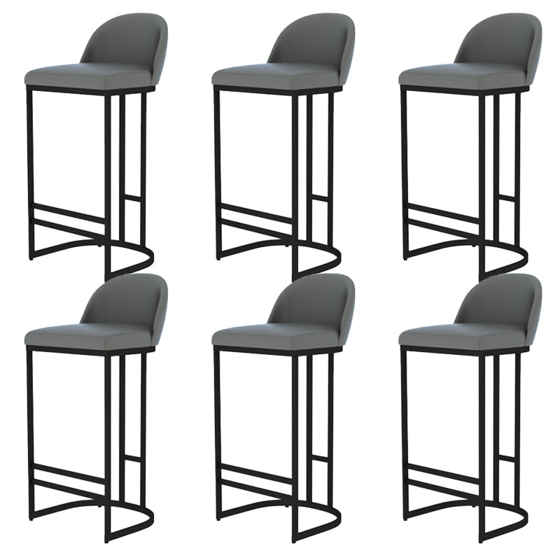 Glam Backrest Counter Stool Iron Kitchen Bar Stool with Leather Cushion and Pedal Black 6 Piece Set Clearhalo 'Bar Furniture' 'Bar Stools' 'bar_stools' 'furn' 'furn_bar_stools' 'Furniture' 'Kitchen & Dining Furniture' 6912139