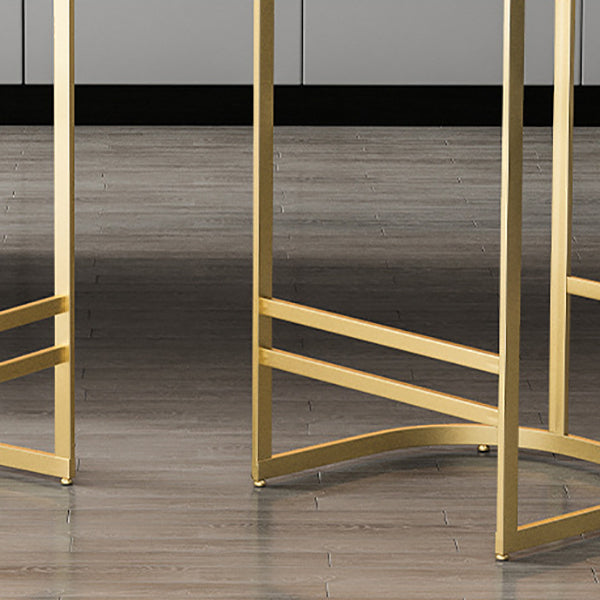 Glam Backrest Counter Stool Iron Kitchen Bar Stool with Leather Cushion and Pedal Clearhalo 'Bar Furniture' 'Bar Stools' 'bar_stools' 'furn' 'furn_bar_stools' 'Furniture' 'Kitchen & Dining Furniture' 6912141