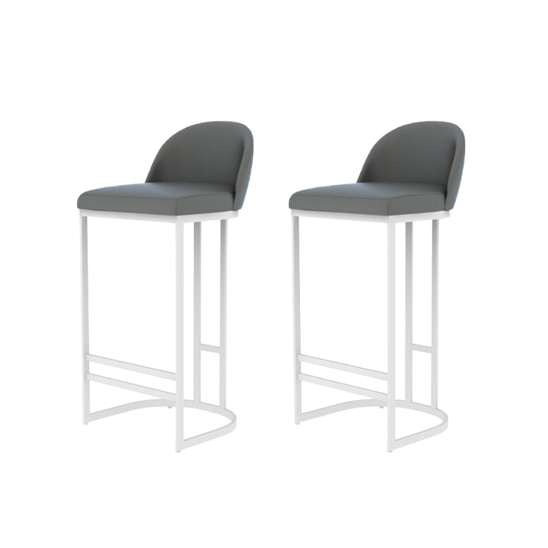 Glam Backrest Counter Stool Iron Kitchen Bar Stool with Leather Cushion and Pedal White 2 Piece Set Clearhalo 'Bar Furniture' 'Bar Stools' 'bar_stools' 'furn' 'furn_bar_stools' 'Furniture' 'Kitchen & Dining Furniture' 6912145