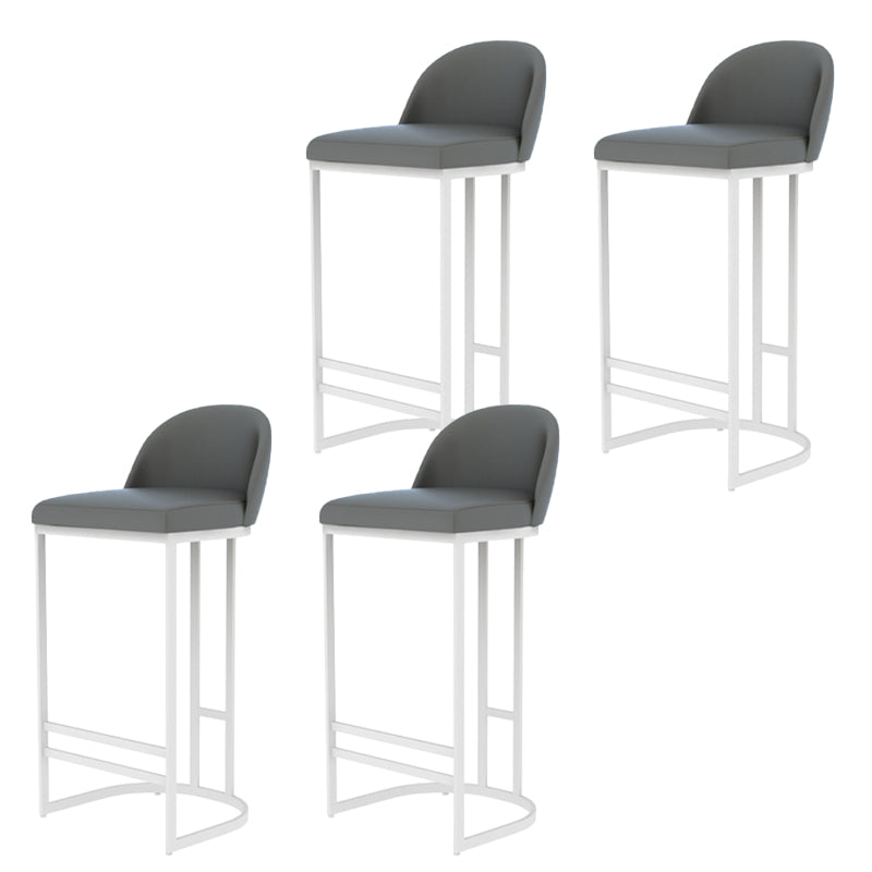 Glam Backrest Counter Stool Iron Kitchen Bar Stool with Leather Cushion and Pedal White 4 Piece Set Clearhalo 'Bar Furniture' 'Bar Stools' 'bar_stools' 'furn' 'furn_bar_stools' 'Furniture' 'Kitchen & Dining Furniture' 6912146