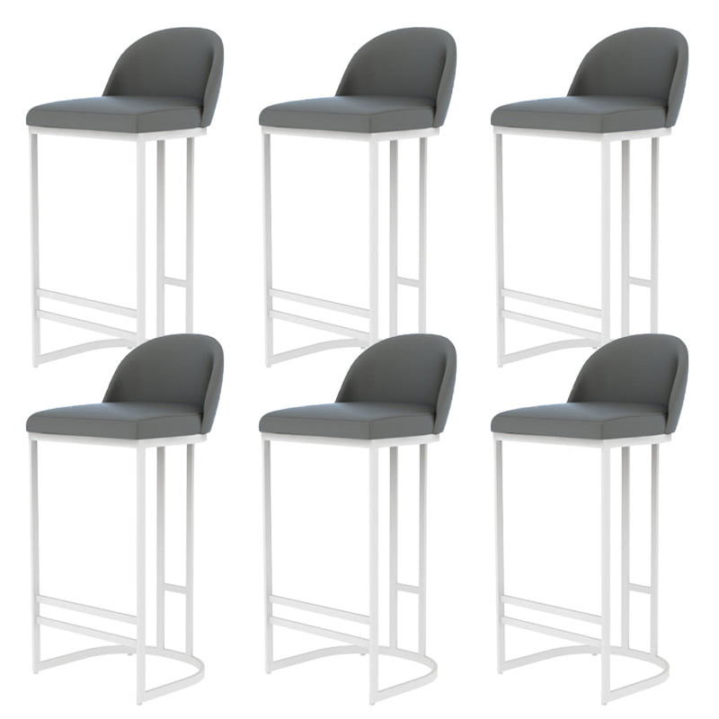 Glam Backrest Counter Stool Iron Kitchen Bar Stool with Leather Cushion and Pedal White 6 Piece Set Clearhalo 'Bar Furniture' 'Bar Stools' 'bar_stools' 'furn' 'furn_bar_stools' 'Furniture' 'Kitchen & Dining Furniture' 6912147