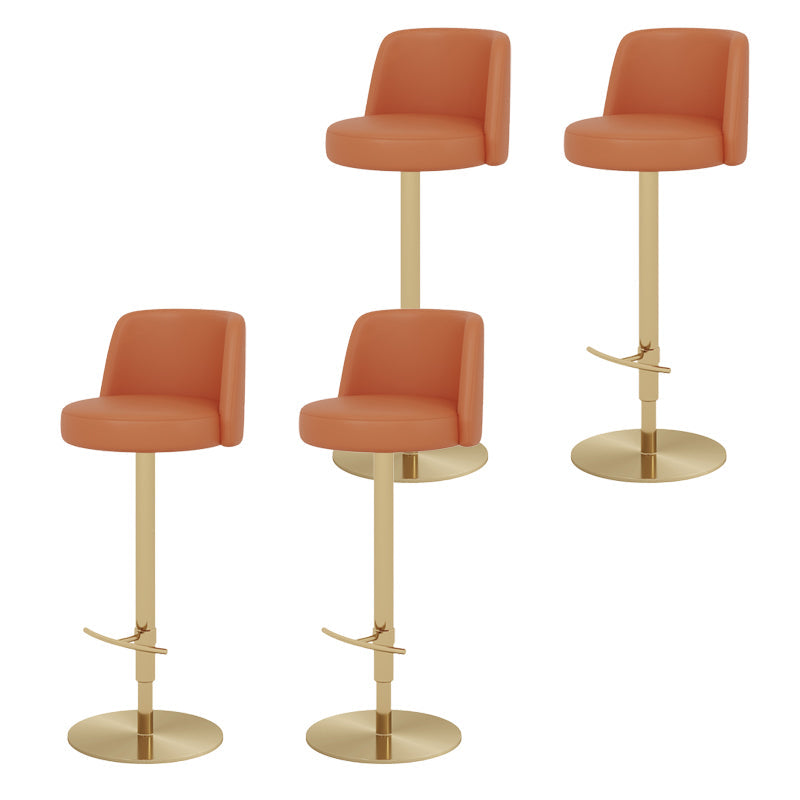Glam Style Liftable Bar Stool PU Leather Counter Bar Stool with Metal Legs for Home