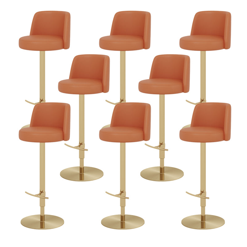 Glam Style Liftable Bar Stool PU Leather Counter Bar Stool with Metal Legs for Home