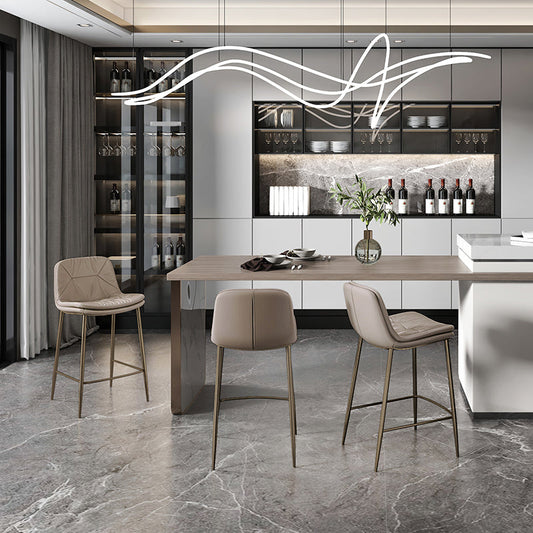 Glam Style Counter Stool Faux Leather Counter-height Stool for Indoor