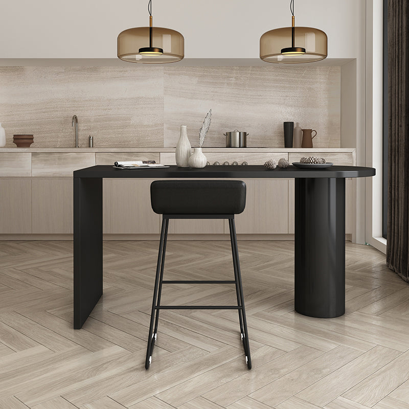 Oval Solid Wood Bar Stool and Table Set 1/2 Pieces Pub Dining Set 2 Pieces: 1 Black Table, 1 Gray Stool Clearhalo 'Bar Furniture' 'furn' 'furn_home_bar_bar_sets' 'Furniture' 'Home Bars & Bar Sets' 'home_bar_bar_sets' 'Kitchen & Dining Furniture' 6912388