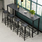 Industrial 1/5/9 Pieces Bar Table Set Wood Counter Table with High Stools for Bar 5 Pieces: Black Table, 4 Black Stools Clearhalo 'Bar Furniture' 'furn' 'furn_home_bar_bar_sets' 'Furniture' 'Home Bars & Bar Sets' 'home_bar_bar_sets' 'Kitchen & Dining Furniture' 6912445