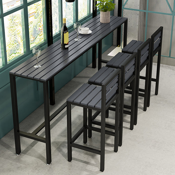 Industrial 1/5/9 Pieces Bar Table Set Wood Counter Table with High Stools for Bar 5 Pieces: White-Black Table , 4 Black Bar Stools Clearhalo 'Bar Furniture' 'furn' 'furn_home_bar_bar_sets' 'Furniture' 'Home Bars & Bar Sets' 'home_bar_bar_sets' 'Kitchen & Dining Furniture' 6912449