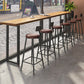 Industrial Bar Table Set 1/2/7 Pcs Solid Wood and Metal Bar Table and Stools 7 Pieces: Table, 6 Black Stools Clearhalo 'Bar Furniture' 'furn' 'furn_home_bar_bar_sets' 'Furniture' 'Home Bars & Bar Sets' 'home_bar_bar_sets' 'Kitchen & Dining Furniture' 6912467