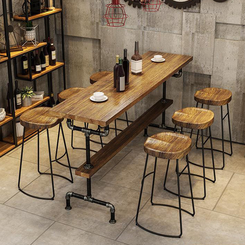 1/4/7 Pieces Counter Height Pub Set Industrial Wood Counter Set 7 Pieces: Table, 6 Stools Clearhalo 'Bar Furniture' 'furn' 'furn_home_bar_bar_sets' 'Furniture' 'Home Bars & Bar Sets' 'home_bar_bar_sets' 'Kitchen & Dining Furniture' 6912506