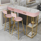 Faux Marble Counter Height Pub Set 1/2/3 Pieces Bar Stool and Table Set 3 Pieces: Pink Table, 2 Pink Stools Clearhalo 'Bar Furniture' 'furn' 'furn_home_bar_bar_sets' 'Furniture' 'Home Bars & Bar Sets' 'home_bar_bar_sets' 'Kitchen & Dining Furniture' 6912523
