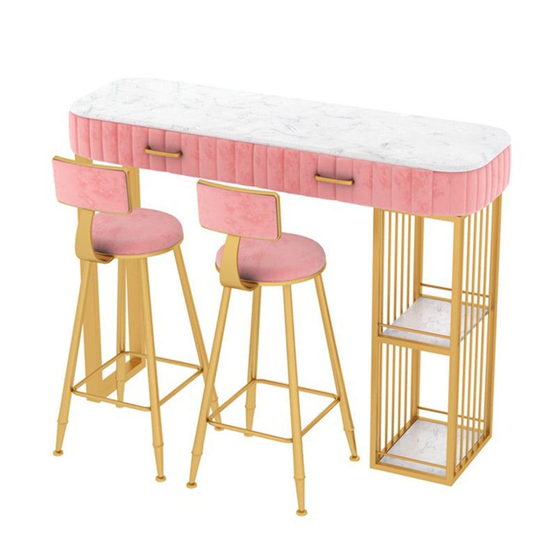 Faux Marble Counter Height Pub Set 1/2/3 Pieces Bar Stool and Table Set Clearhalo 'Bar Furniture' 'furn' 'furn_home_bar_bar_sets' 'Furniture' 'Home Bars & Bar Sets' 'home_bar_bar_sets' 'Kitchen & Dining Furniture' 6912538