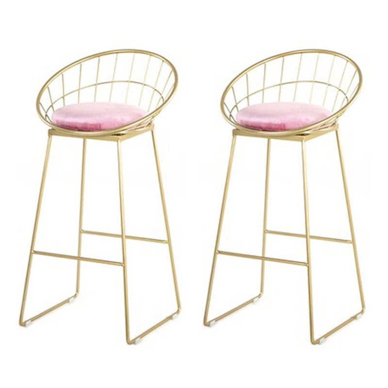 Glam 1/2/4/7 Pieces Bar Table Set Rectangle Stone Counter Table with Stools for Balcony Light-Pink 30"H Stools (Set of 2) Clearhalo 'Bar Furniture' 'furn' 'furn_home_bar_bar_sets' 'Furniture' 'Home Bars & Bar Sets' 'home_bar_bar_sets' 'Kitchen & Dining Furniture' 6912672