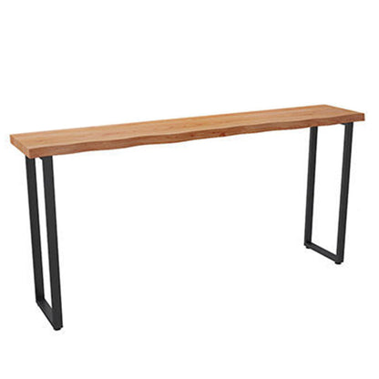 Modern Style Wood Bistro Bar Table Rectangle Metal Base Bar Table