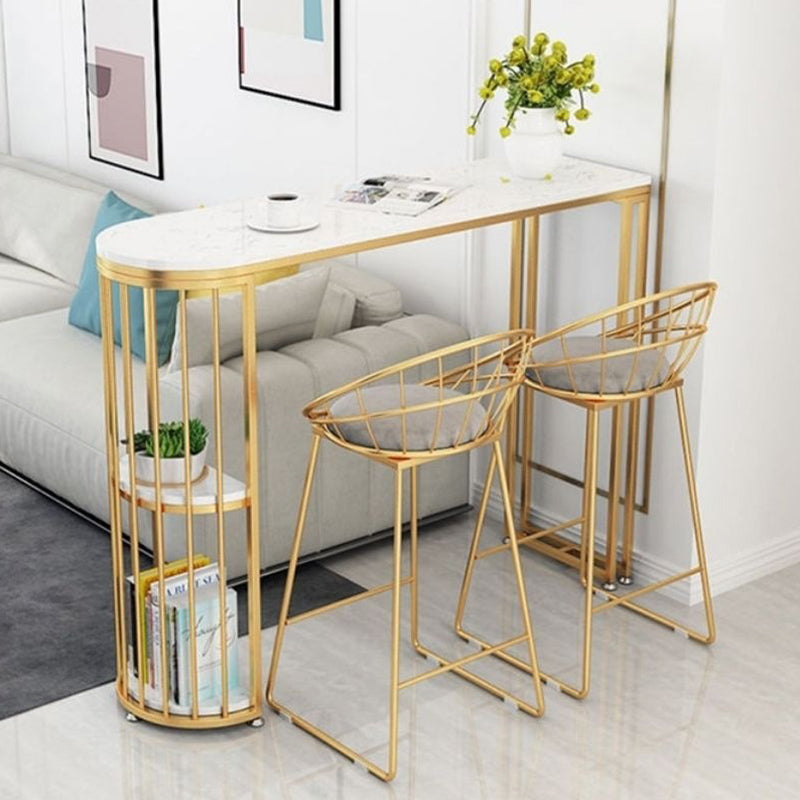 Faux Marble Bistro Bar Table Rectangle Metal Base Bar Table for Living Room Clearhalo 'Bar Furniture' 'Bar Tables' 'bar_tables' 'furn' 'furn_bar_tables' 'Furniture' 'Kitchen & Dining Furniture' 6912726