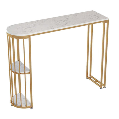 Faux Marble Bistro Bar Table Rectangle Metal Base Bar Table for Living Room Without Chairs Clearhalo 'Bar Furniture' 'Bar Tables' 'bar_tables' 'furn' 'furn_bar_tables' 'Furniture' 'Kitchen & Dining Furniture' 6912727
