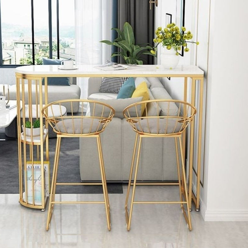 Faux Marble Bistro Bar Table Rectangle Metal Base Bar Table for Living Room Clearhalo 'Bar Furniture' 'Bar Tables' 'bar_tables' 'furn' 'furn_bar_tables' 'Furniture' 'Kitchen & Dining Furniture' 6912729