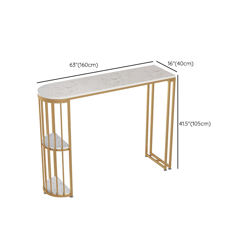 Faux Marble Bistro Bar Table Rectangle Metal Base Bar Table for Living Room Clearhalo 'Bar Furniture' 'Bar Tables' 'bar_tables' 'furn' 'furn_bar_tables' 'Furniture' 'Kitchen & Dining Furniture' 6912732
