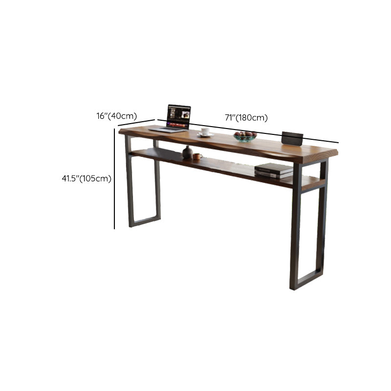 Wooden Bistro Bar Table Rectangle Metal Base Bar Table with Storage Clearhalo 'Bar Furniture' 'Bar Tables' 'bar_tables' 'furn' 'furn_bar_tables' 'Furniture' 'Kitchen & Dining Furniture' 6912748