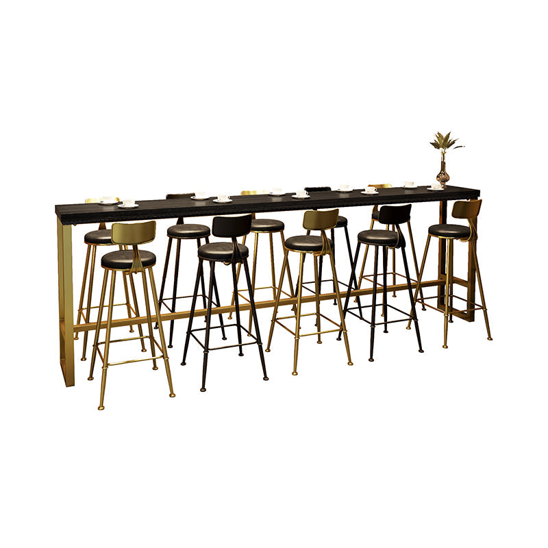 Industrial Bistro Bar Table Rectangle Solid Wood Bar Table with Gold Frame Without Chairs Clearhalo 'Bar Furniture' 'Bar Tables' 'bar_tables' 'furn' 'furn_bar_tables' 'Furniture' 'Kitchen & Dining Furniture' 6912810