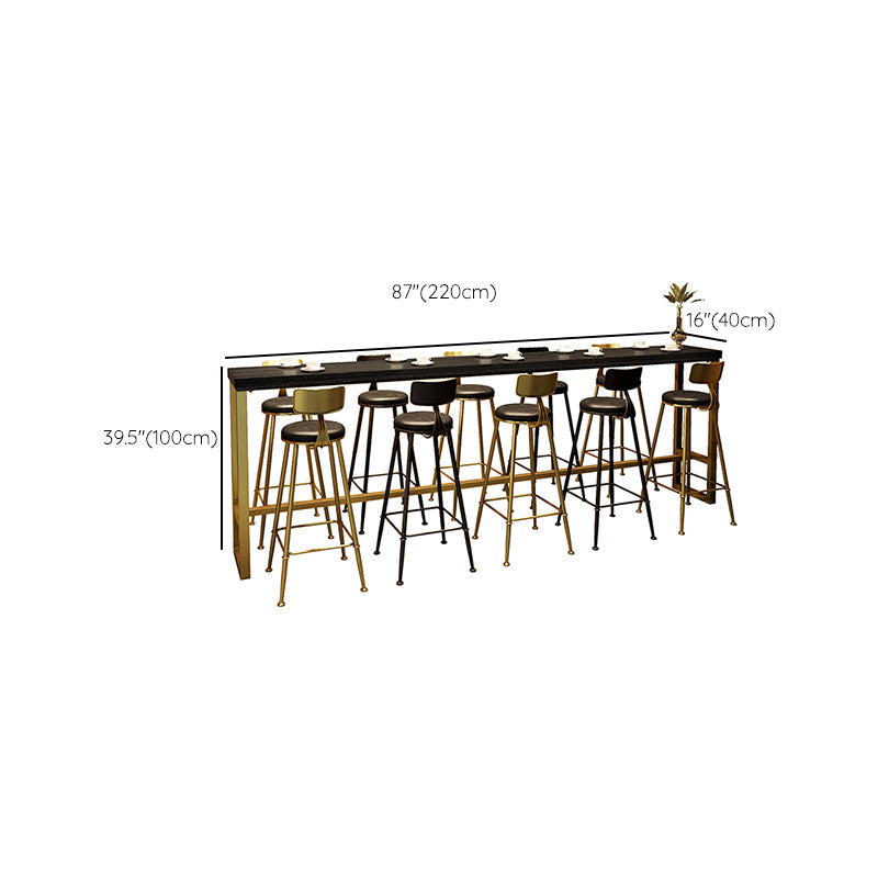 Industrial Bistro Bar Table Rectangle Solid Wood Bar Table with Gold Frame Clearhalo 'Bar Furniture' 'Bar Tables' 'bar_tables' 'furn' 'furn_bar_tables' 'Furniture' 'Kitchen & Dining Furniture' 6912819