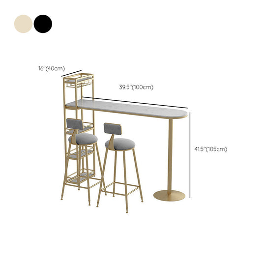 Faux Marble Bistro Bar Table Rectangle Metal Base Bar Table with Storage Clearhalo 'Bar Furniture' 'Bar Tables' 'bar_tables' 'furn' 'furn_bar_tables' 'Furniture' 'Kitchen & Dining Furniture' 6912830