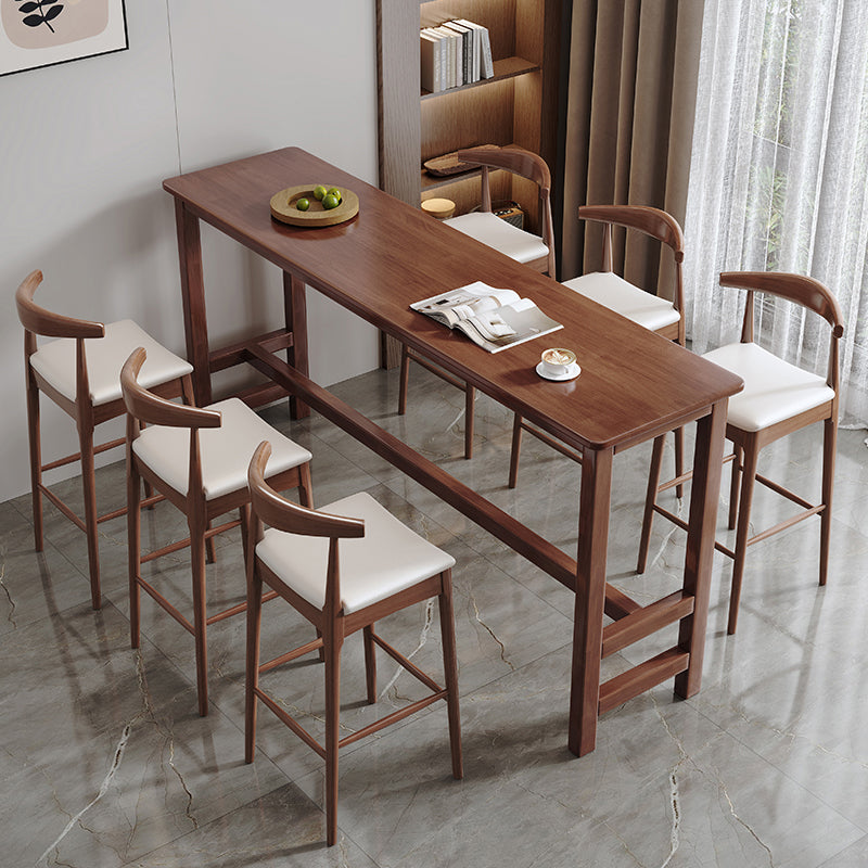 Modern Style Bistro Bar Table Rectangle Solid Wood Bar Table for Home Walnut Without Chairs Clearhalo 'Bar Furniture' 'Bar Tables' 'bar_tables' 'furn' 'furn_bar_tables' 'Furniture' 'Kitchen & Dining Furniture' 6912836