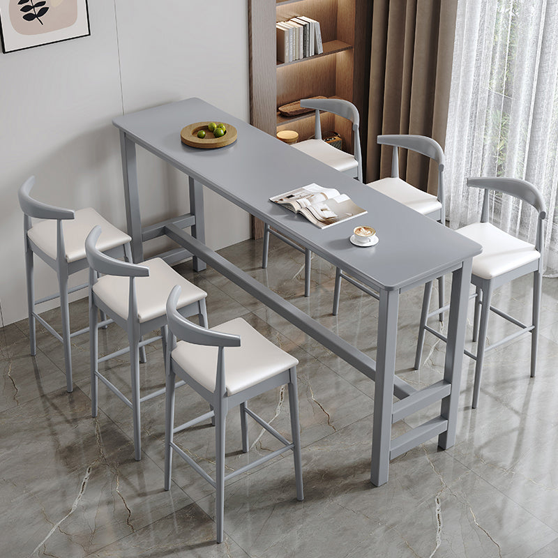 Modern Style Bistro Bar Table Rectangle Solid Wood Bar Table for Home Grey Without Chairs Clearhalo 'Bar Furniture' 'Bar Tables' 'bar_tables' 'furn' 'furn_bar_tables' 'Furniture' 'Kitchen & Dining Furniture' 6912838