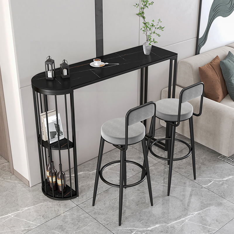 Modern Sintered Stone Bistro Bar Table Metal Base Bar Table with Storage for Home Clearhalo 'Bar Furniture' 'Bar Tables' 'bar_tables' 'furn' 'furn_bar_tables' 'Furniture' 'Kitchen & Dining Furniture' 6912860