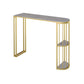 Modern Sintered Stone Bistro Bar Table Metal Base Bar Table with Storage for Home Gray-Gold Without Chairs Clearhalo 'Bar Furniture' 'Bar Tables' 'bar_tables' 'furn' 'furn_bar_tables' 'Furniture' 'Kitchen & Dining Furniture' 6912862