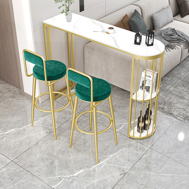Modern Sintered Stone Bistro Bar Table Metal Base Bar Table with Storage for Home Clearhalo 'Bar Furniture' 'Bar Tables' 'bar_tables' 'furn' 'furn_bar_tables' 'Furniture' 'Kitchen & Dining Furniture' 6912863