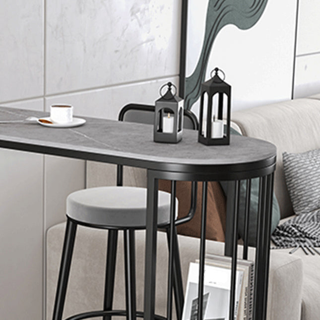 Modern Sintered Stone Bistro Bar Table Metal Base Bar Table with Storage for Home Clearhalo 'Bar Furniture' 'Bar Tables' 'bar_tables' 'furn' 'furn_bar_tables' 'Furniture' 'Kitchen & Dining Furniture' 6912869