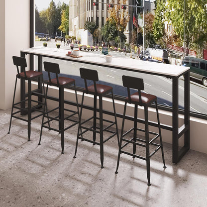 Modern Sintered Stone Bistro Bar Table Rectangle Metal Base Bar Table with Footrest Without Chairs Clearhalo 'Bar Furniture' 'Bar Tables' 'bar_tables' 'furn' 'furn_bar_tables' 'Furniture' 'Kitchen & Dining Furniture' 6912878