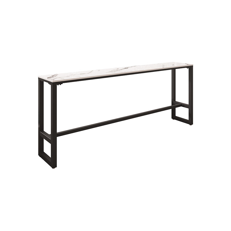 Modern Sintered Stone Bistro Bar Table Rectangle Metal Base Bar Table with Footrest Clearhalo 'Bar Furniture' 'Bar Tables' 'bar_tables' 'furn' 'furn_bar_tables' 'Furniture' 'Kitchen & Dining Furniture' 6912882