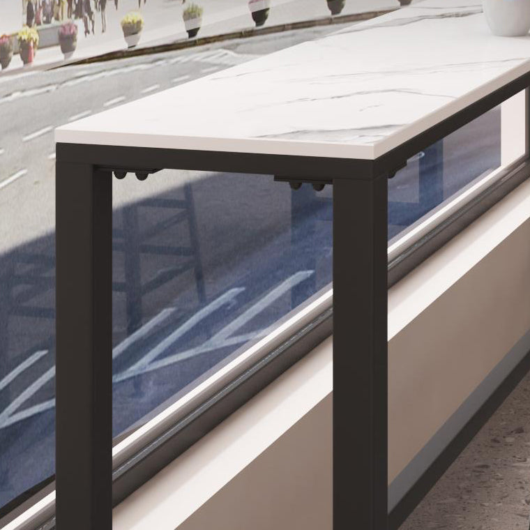 Modern Sintered Stone Bistro Bar Table Rectangle Metal Base Bar Table with Footrest Clearhalo 'Bar Furniture' 'Bar Tables' 'bar_tables' 'furn' 'furn_bar_tables' 'Furniture' 'Kitchen & Dining Furniture' 6912884